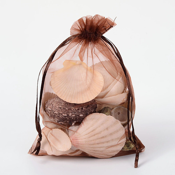 

PandaHall Organza Bags, with Ribbons, Chocolate, 18x13cm Organza Rectangle Brown