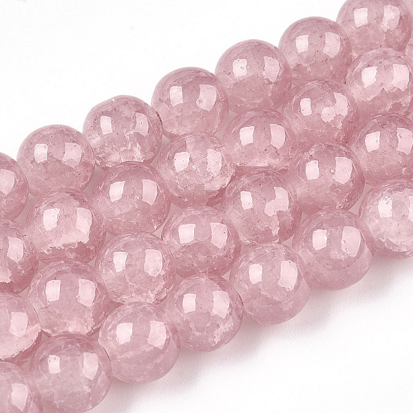 

PandaHall Baking Painted Crackle Glass Beads Strands, Round, Flamingo,8mm, Hole: 1.3~1.6mm, about 100pcs/strand, 31.4 inch Glass Round Pink