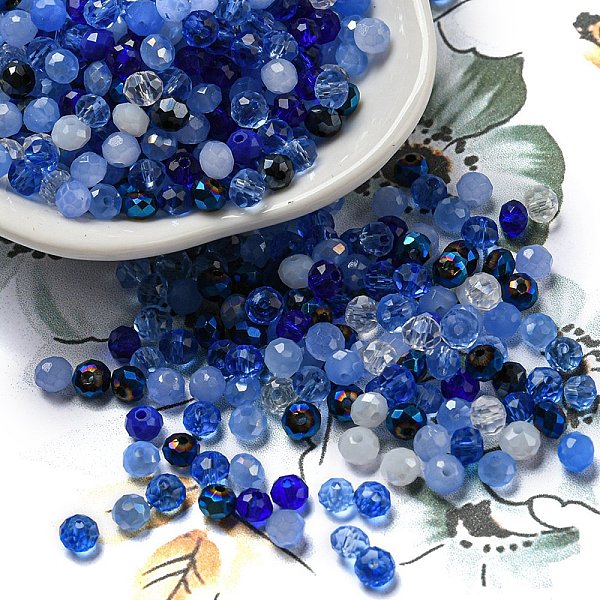 

PandaHall Transparent Glass Beads, Faceted, Rondelle, Royal Blue, 4.5x4mm, Hole: 1mm, about 2000pcs/set Glass Rondelle