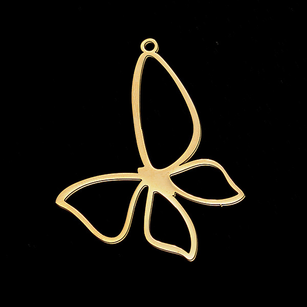 

PandaHall Vacuum Plating 201 Stainless Steel Pendants, Laser Cut, Butterfly, Golden, 40x31x1mm, Hole: 1.5mm 201 Stainless Steel Butterfly