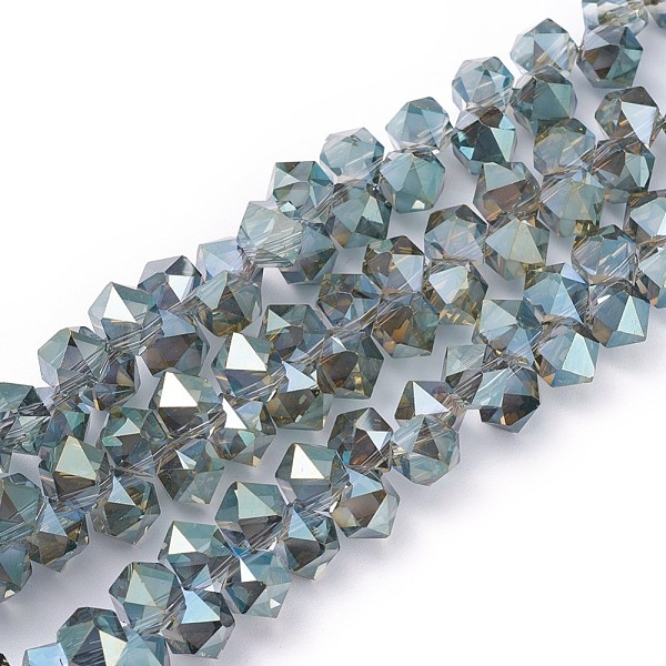 

PandaHall Electroplate Glass Beads Strands, Top Drilled Beads, Full Rainbow Plated, Faceted, Hexagon, Cadet Blue, 8x6x8mm, Hole: 1.2mm...