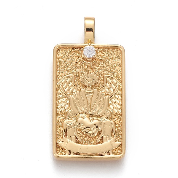 

PandaHall Brass Micro Pave Clear Cubic Zirconia Pendants, Real 18K Gold Plated, Tarot Card Charms, The Lovers, The Lovers VI, 30x15x4mm...