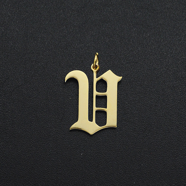 

PandaHall 201 Stainless Steel Pendants, with Jump Ring, Old English, Letter, Laser Cut, Golden, Letter.V, 16x12.5x1mm, Hole: 3mm 201...