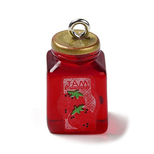 

PandaHall Transparent Resin Bottle Pendants, Jam Charms with Platinum Plated Iron Loops, Dark Red, 20.5x11.5x11mm, Hole: 2mm Iron+Resin...