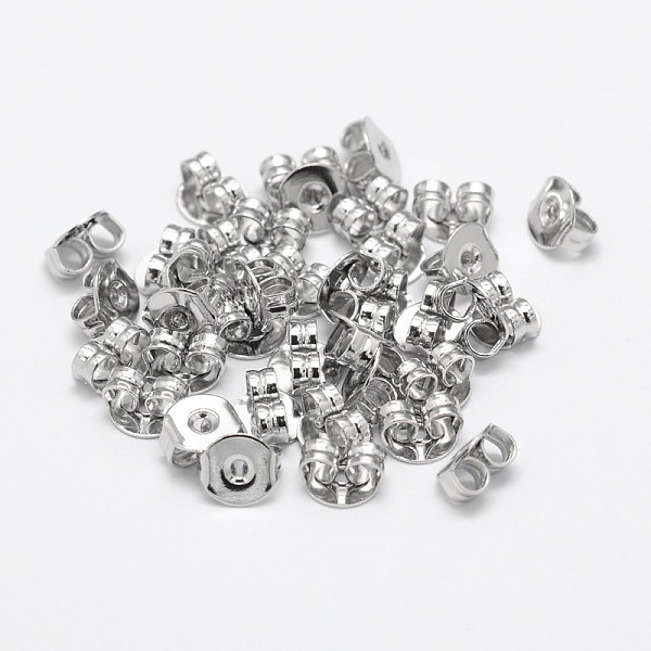 

PandaHall Brass Ear Nuts, Friction Earring Backs for Stud Earrings, Cadmium Free & Nickel Free & Lead Free, Platinum, 5x5x3mm, Hole: 1mm...