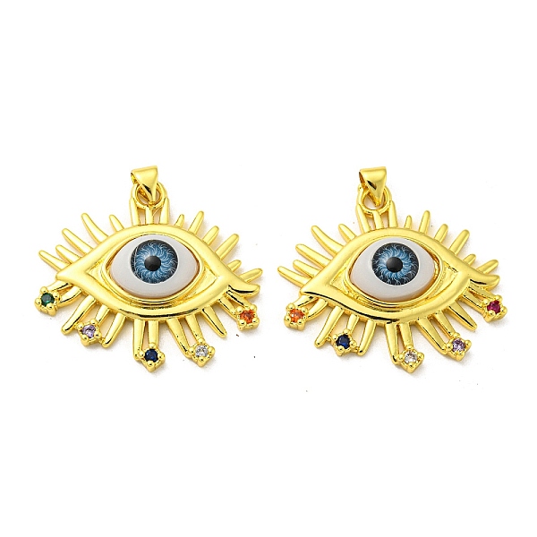 

PandaHall Real 18K Gold Plated Brass Pendants, Acrylic & Rhinestone Evil Eye Charms, Eye, 31x33x7mm, Hole: 4x3.5mm Brass+Acrylic Eye