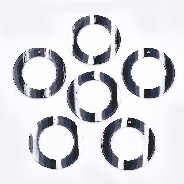 

PandaHall Resin Pendants, Ring, Stripe Pattern, Black, 39x1.5mm, Hole: 1.8mm Resin Ring Black
