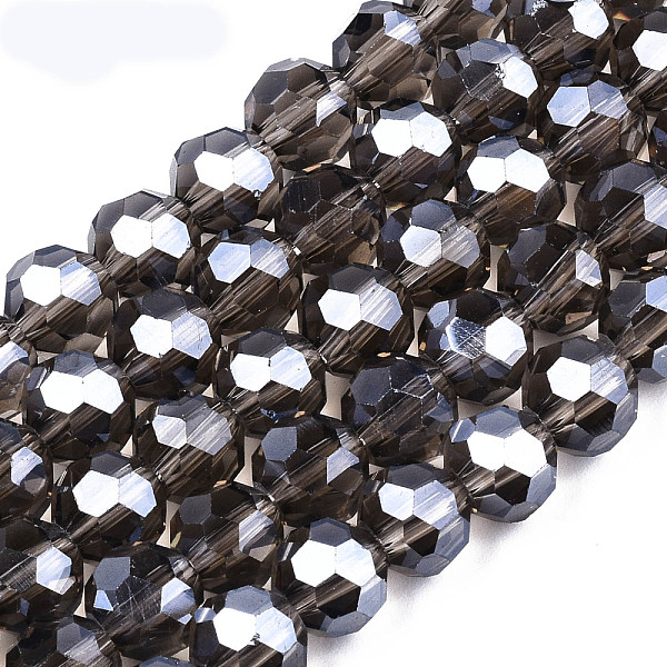 

PandaHall Electroplate Glass Bead Strands, Pearl Luster Plated, Faceted(32 Facets), Round, Gray, 8x7mm, Hole: 1mm, about 65~67pcs/strand...
