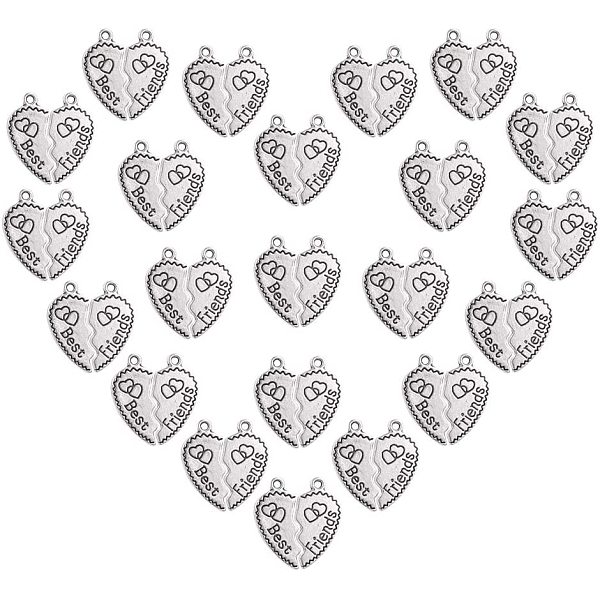 

PandaHall about 80 pcs Tibetan Style Alloy Heart Shape Best Friend Love Split Pendants with 2 Holes for Necklace Bracelet Jewelry Making...