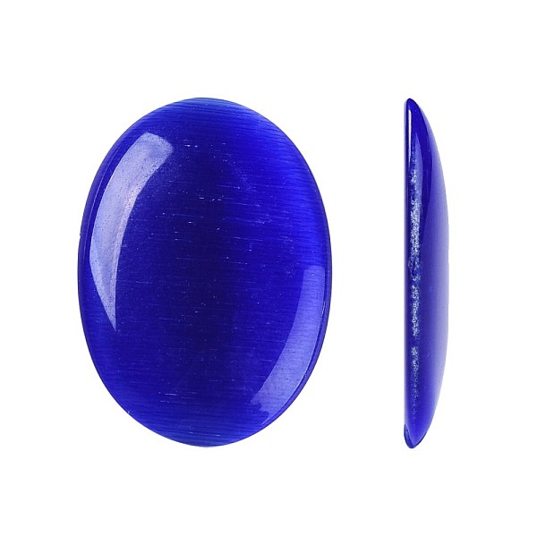 

PandaHall Cat Eye Cabochons, Oval, Dark Blue, 25x18x3~4mm Glass Oval Blue