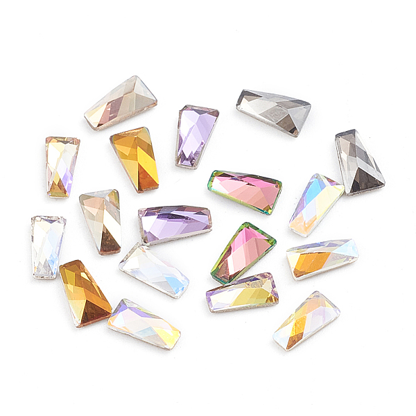 

PandaHall Glass Rhinestone Cabochons, Flat Back & Back Plated, Faceted, Trapezoid, Mixed Color, 6x3.5x2mm Glass Rhinestone Trapezoid..., Multicolor