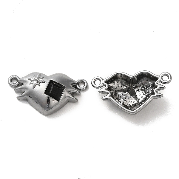 PandaHall Alloy Connector Charms, Heart Links with Glass, Lead Free & Cadmium Free, Gunmetal, Black, 12x21.5x5.5mm, Hole: 1.4mm Alloy+Glass...