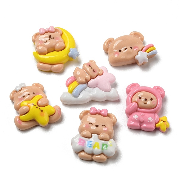 

PandaHall Opaque Resin Cabochons, Bear, Mixed shapes, Mixed Color, 19~25.5x22~29x7~9mm Resin Bear Multicolor