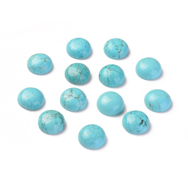 

PandaHall Natural Howlite Cabochons, Dyed, Half Round, Dark Turquoise, 10x4mm Howlite Half Round Cyan