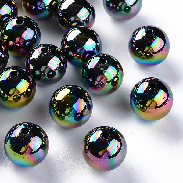 

PandaHall Opaque Acrylic Beads, AB Color Plated, Round, Black, 20x19mm, Hole: 2~3mm Acrylic Round Black