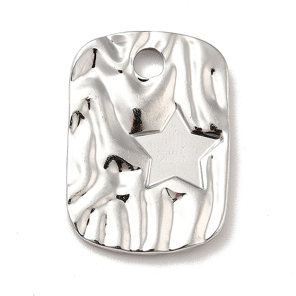 

PandaHall 304 Stainless Steel Pendant Cabochon Settings, Textured Rectangle with Star, Stainless Steel Color, Tray: 6mm, 22x16x2.5mm, Hole...