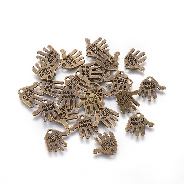 

PandaHall Tibetan Style Alloy Charms, Hand Palm with Word Hand Made, Antique Bronze, Cadmium Free & Lead Free, 12.5x13x1mm, Hole: 1mm Alloy...