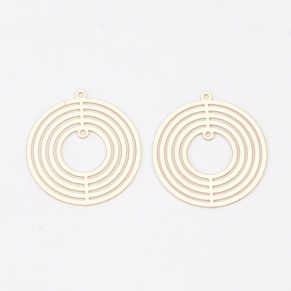 

PandaHall Brass 2-Loop Link Pendants, Etched Metal Embellishments, Long-Lasting Plated, Flat Round, Light Gold, 21.5x20x0.3mm, Hole: 1mm...