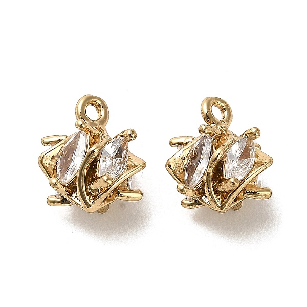 

PandaHall Brass with Glass Pendants, Long-Lasting Plated, Cube, Golden, 12x11x10.5mm, Hole: 1.5mm Brass+Glass Cube Clear