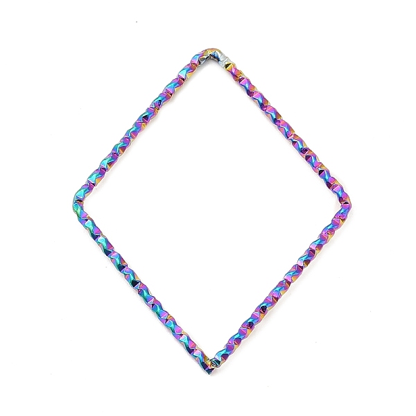 

PandaHall 304 Stainless Steel Linking Rings, Textured, Rhombus, Rainbow Color, 34x26.5x1mm, Inner Diameter: 31x24mm 304 Stainless Steel...