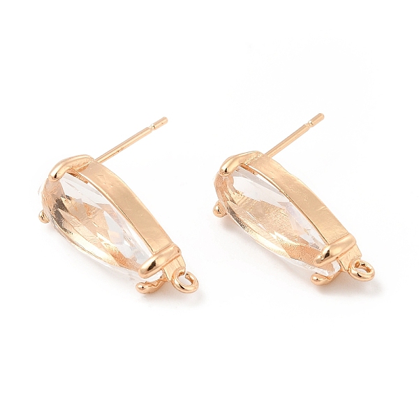 

PandaHall K9 Glass Stud Earring Teardrop Findings, with Light Gold Tone Brass Findings, Crystal, 19x8mm, Hole: 1.2mm, Pin: 0.8mm Brass+Glass..., Clear