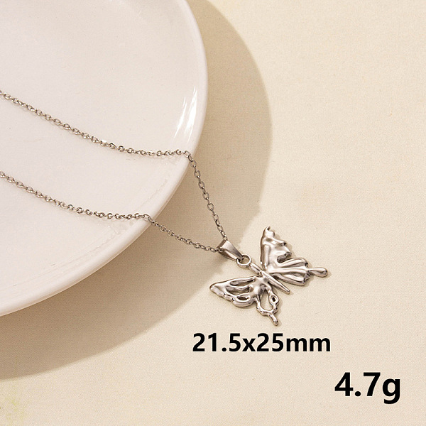 

PandaHall 304 Stainless Steel Butterfly Pendant Necklaces, Chain Chain Necklaces Stainless Steel Butterfly