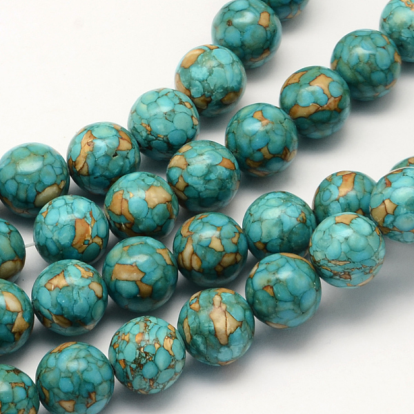 

PandaHall Dyed Synthetic Turquoise Round Bead Strands, Medium Turquoise, 6~7mm, Hole: 1mm, about 67pcs/strand, 15.4 inch~16.5 inch Synthetic..., Cyan