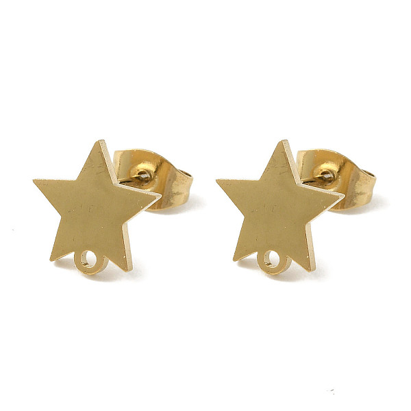 

PandaHall Ion Plating(IP) 304 Stainless Steel Stud Earring Findings, Star, Golden, 10x10mm, Hole: 1.2mm, Pin: 0.7x11mm 304 Stainless Steel...