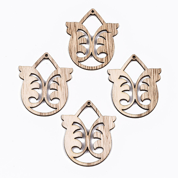 

PandaHall Unfinished Hollow Wood Big Pendants, Undyed, Laser Cut Wood Shapes, Antique White, 57x46.5x2.5mm, Hole: 2mm Wood Others