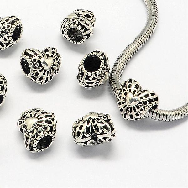 

PandaHall Alloy European Beads, Large Hole Beads, Heart, Antique Silver, 11x11x9mm, Hole: 4.5mm Alloy Heart