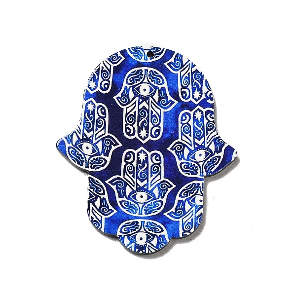 

PandaHall Opaque Acrylic Pendants, Hamsa Hand/Hand of Miriam Charm, Evil Eye Pattern, 52.5x43.5x2mm, Hole: 1.6mm Acrylic Evil Eye Blue