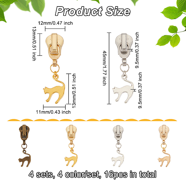 

PandaHall Alloy Replacement Zipper Sliders, Zipper Pull, Cat Pattern, 4.5cm, Pendant: 19x14x2mm, 4pcs/set Alloy Cat Shape