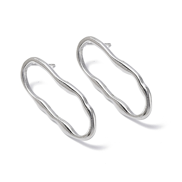 

PandaHall 304 Stainless Steel Twist Hollow Oval Stud Earrings for Women, Stainless Steel Color, 35x13mm, Pin: 0.7mm 304 Stainless Steel Oval