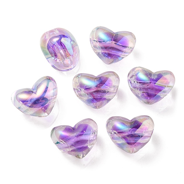 

PandaHall Two Tone UV Plating Transparent Acrylic European Beads, Large Hole Beads, Heart, Medium Purple, 14.5x18.5x14mm, Hole: 4mm Acrylic...