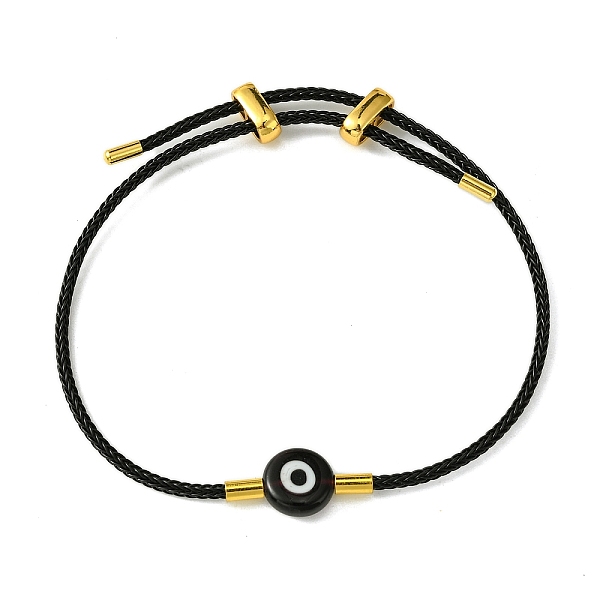 

PandaHall Lampwork Evil Eye & Brass Beaded Bangle, Stainless Steel Twist Rope Adjustable Bangles for Women, Black, Inner Diameter: 2~3-1/2...