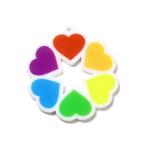 

PandaHall Pride Style Printed Acrylic Rainbow Pendants, Flower Pattern, 38x34.5x2mm, Hole: 1.6mm Acrylic Flower