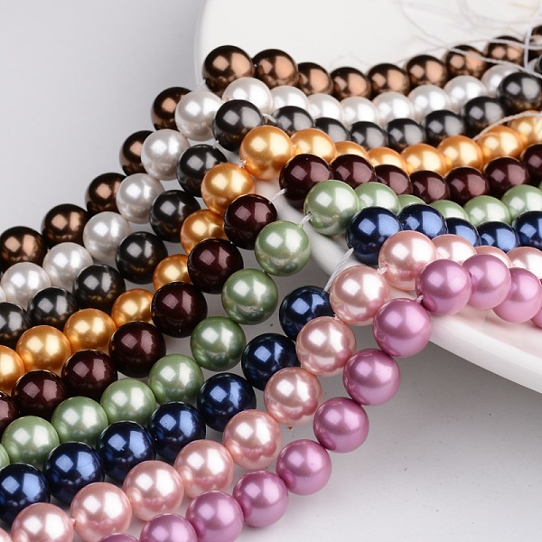 

PandaHall Polished Round Grade A Shell Pearl Bead Strands, Mixed Color, 8mm, Hole: 1mm, about 49pcs/strand, 16 inch Shell Pearl Round..., Multicolor