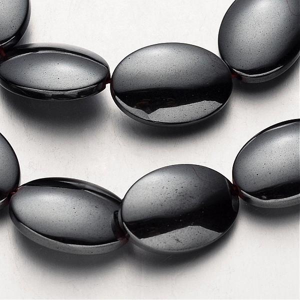PandaHall Non-magnetic Synthetic Hematite Beads Strands, Oval, Original Color, 18x13x4~5mm, Hole: 1mm, about 22pcs/strand, 15.7 inch...