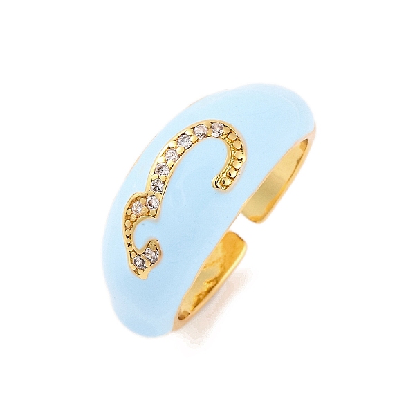 Number 3 Brass Micro Pave Clear Cubic Zirconia Open Cuff Rings