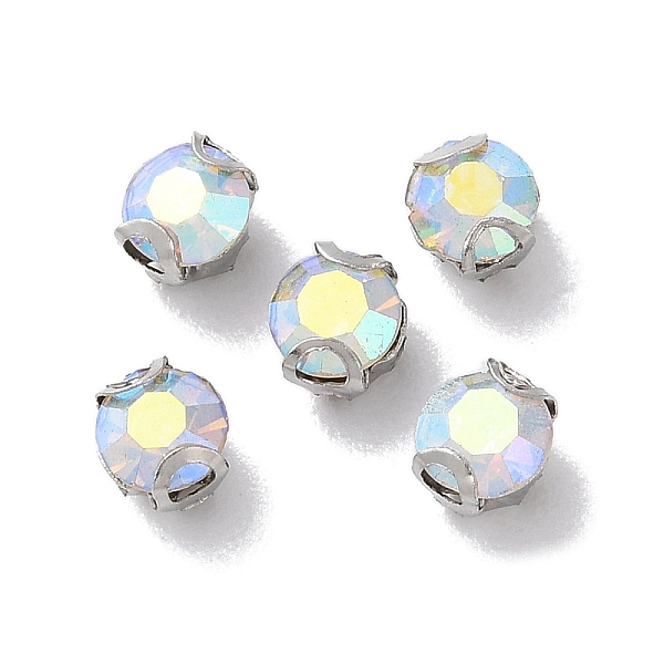 

PandaHall Round Sew on Rhinestone, Multi-strand Links, Glass Rhinestone, with Stainless Steel Prong Settings, Garments Accessories, Faceted..., White