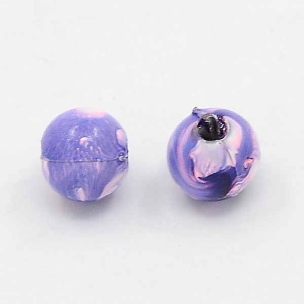 

PandaHall Spray Painted Plastic Acrylic Round Beads, Mixed Color, 6mm, Hole: 1.5mm, about 4500pcs/pound Acrylic Round Multicolor