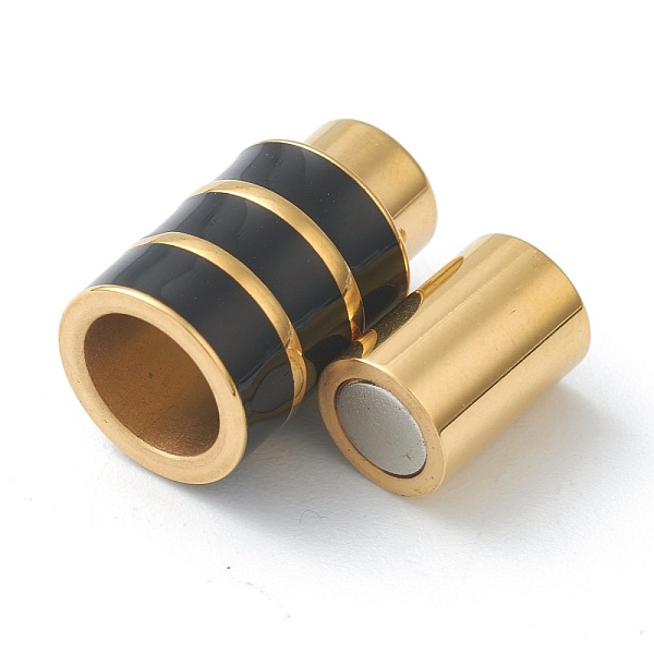 

PandaHall 304 Stainless Steel Magnetic Clasps with Glue-in Ends, Tube, Gold, 20x7~10mm, Inner Diameter: 6mm 304 Stainless Steel Tube Gold