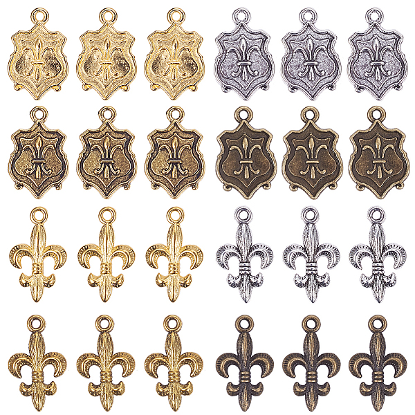 

PandaHall SUNNYCLUE Tibetan Style Alloy Metal Fleur De Lis Pendants, Mixed Color, 7.4x7.2x1.7cm, 80pcs/box Alloy Flower