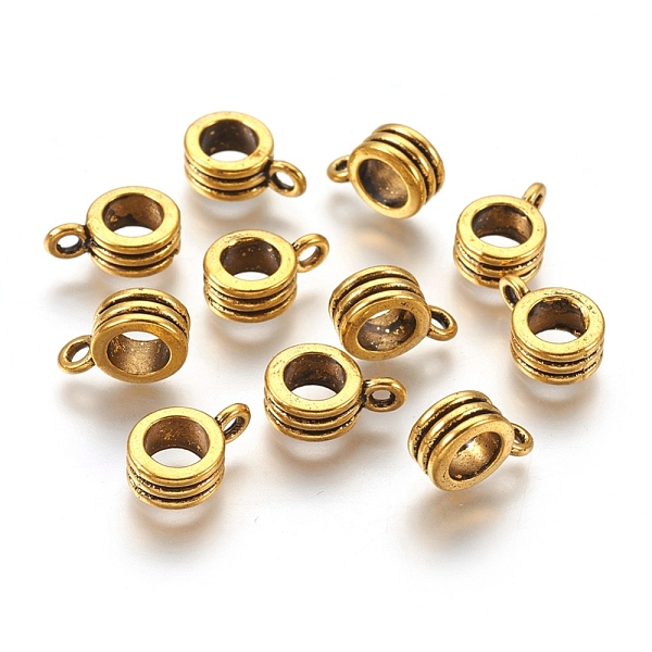 

PandaHall Alloy Tube Bails, Loop Bails, Bail Beads, Cadmium Free & Lead Free, Column, Antique Golden, 12.5x8x5mm, Hole: 2mm Alloy Column