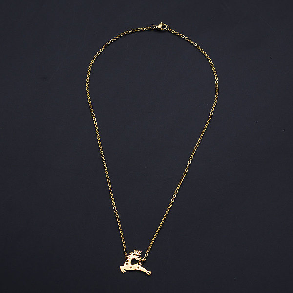 

PandaHall Christmas Theme, 201 Stainless Steel Pendant Necklaces, with Cable Chains and Lobster Claw Clasps, Reindeer, Golden, 16.53 inch...