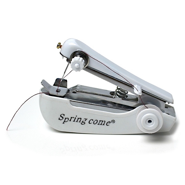 

PandaHall ABS Plastic Hand Sewing Machine, with Iron & Alloy Findings, Portable Multi-Function Home Assistant, Mini Handheld Cordless Sewing..., White