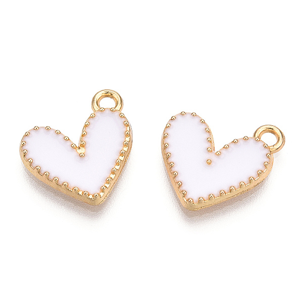 

PandaHall Alloy Enamel Charms, Cadmium Free & Nickel Free & Lead Free, Light Gold, Heart Charm, White, 14x13.5x2mm, Hole: 1.5mm Alloy+Enamel...