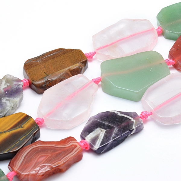

PandaHall Natural Mixed Stone Beads Strands, Flat Slab Beads, Nuggets, 28~40x24~34x7~8mm, Hole: 2mm, about 10pcs/strand, 15.35 inch(39cm)...