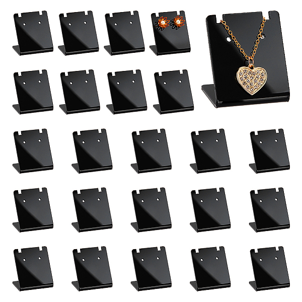 

PandaHall 24Pcs Organic Glass Slant Back Earring Display Stands, Rectangle, Black, 35x34x27mm Organic Glass Black