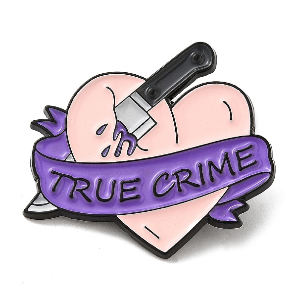 PandaHall Knife with Heart & Word True Crime Enamel Pins, Black Alloy Brooches for Clothes Backpack Women, Misty Rose, 27x30x1.3mm...